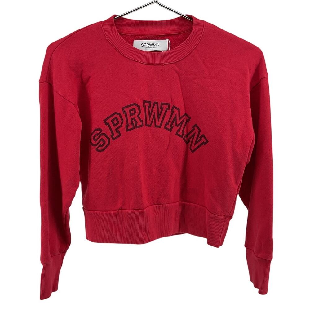 Sprwmn Cozy Red Logo Shrunken Sweatshirt Size M - Picture 2 of 5